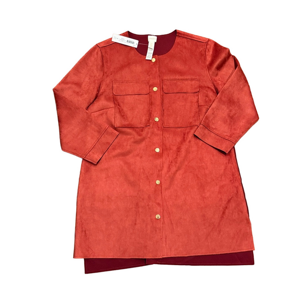 Chico's Rust Color (Burnt Orange) Faux Suede Jacket | Size 2 - Picture 2 of 4